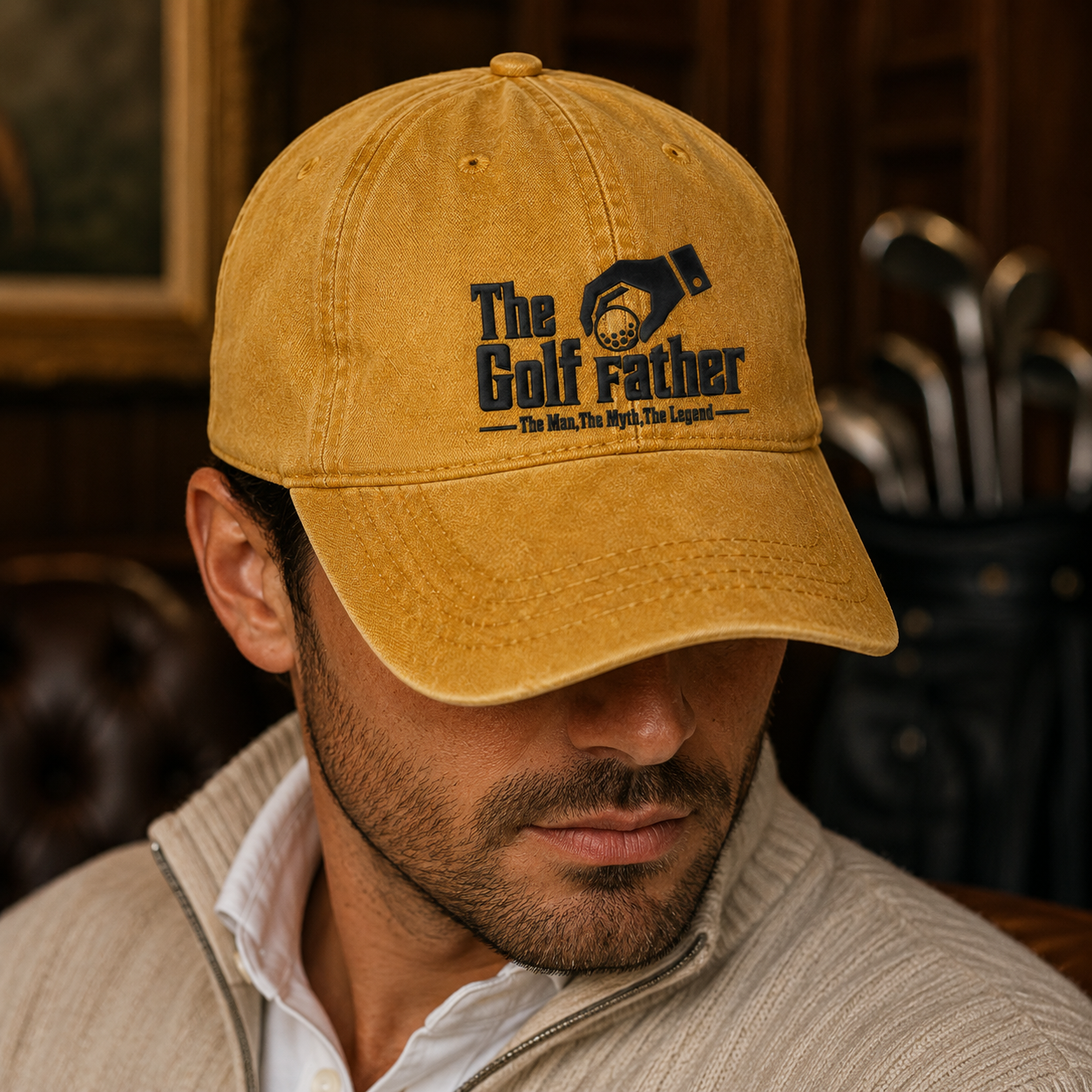 The Golf Father Washed Cap, Funny Father's Day Golfer Dad Gift - Washed Cap - lifestyle view 3