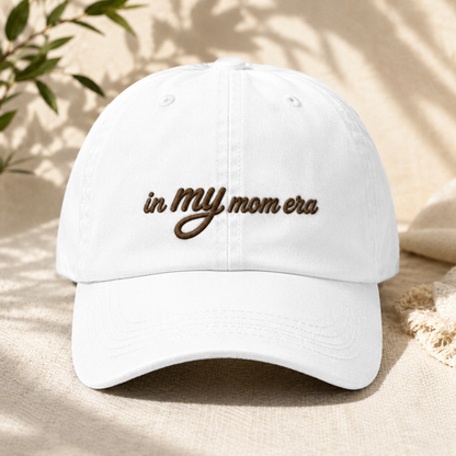 In My Mom Era Washed Cap, Embroidered Mama Hat Gift for New Moms - Washed Cap - lifestyle view 3