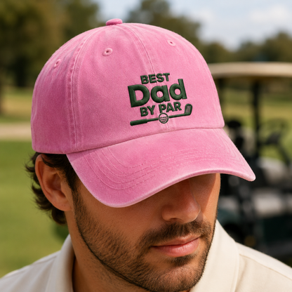 Dad By Par Washed Cap, Funny Golf Dad Hat Fathers Day Gift - Washed Cap - lifestyle view 3
