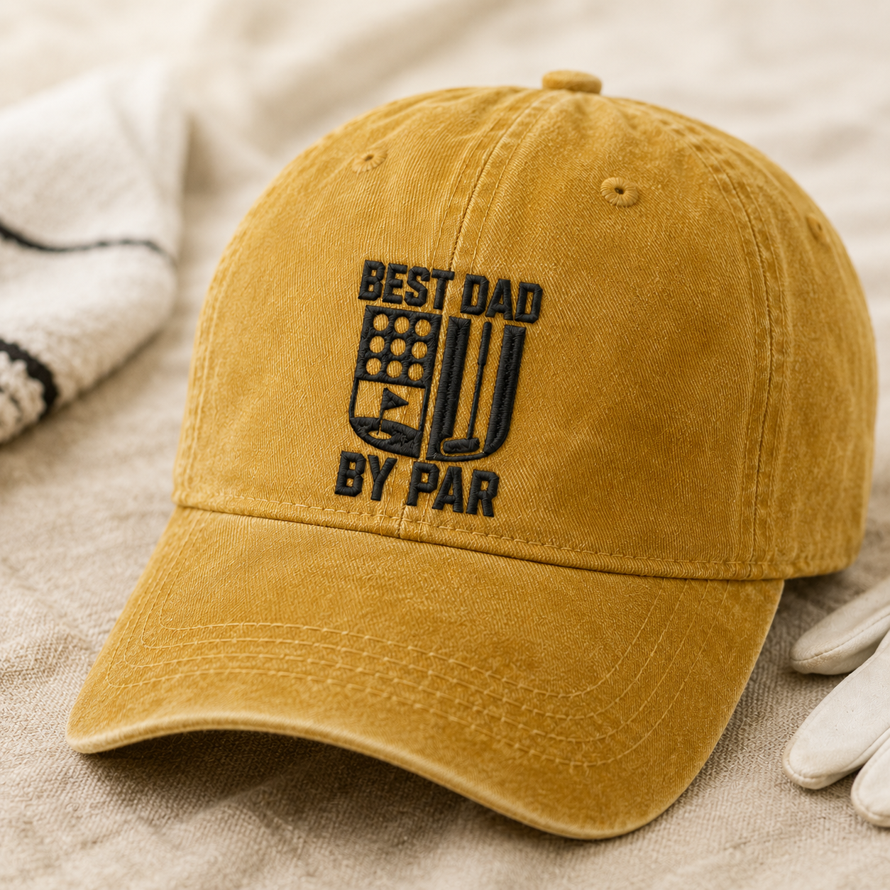 Dad By Par Golf Washed Cap, Embroidered Hat for Father's Day - Washed Cap - lifestyle view 2