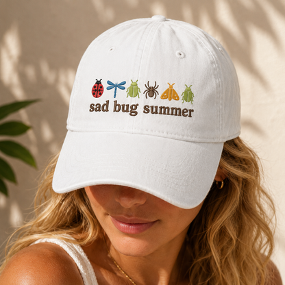 Sad Bug Summer Washed Cap, Embroidered Insect Baseball Hat - Washed Cap - lifestyle view 3