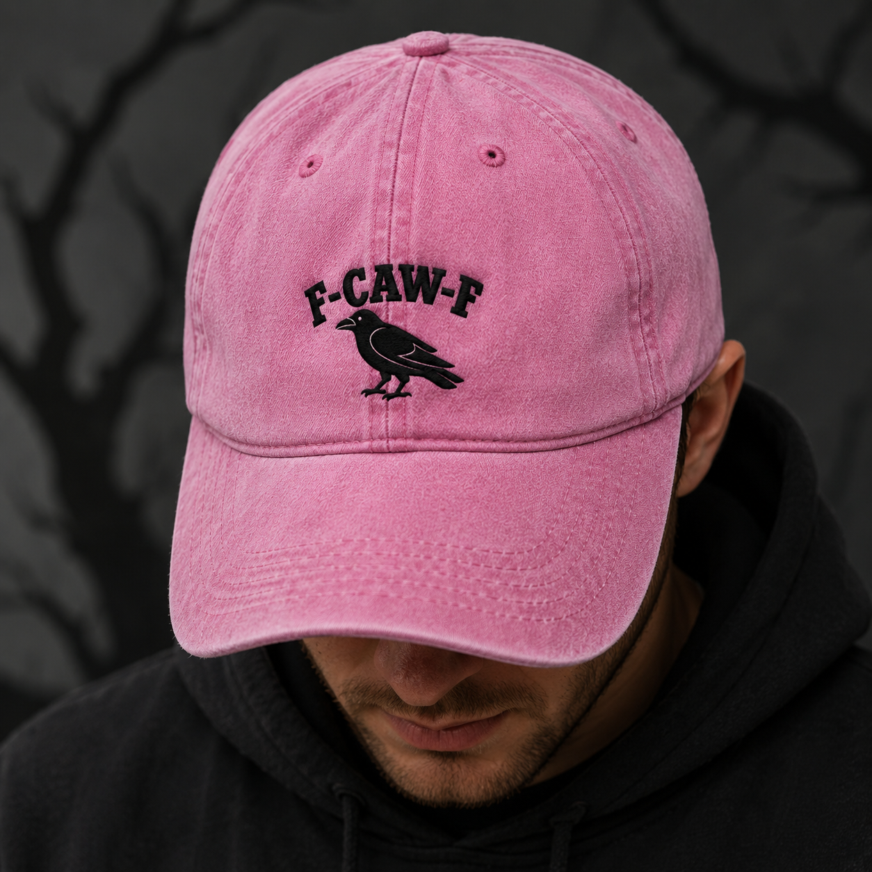 F-Caw-F Crow Washed Cap, Sarcastic Raven Bird Hat - Washed Cap - lifestyle view 3