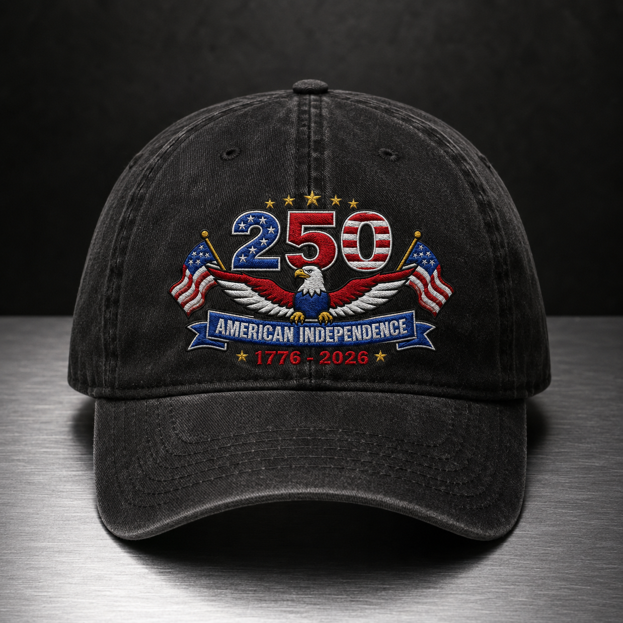 250 American Independence Washed Cap, 1776-2026 Patriotic Eagle Hat - washed cap - lifestyle view 3