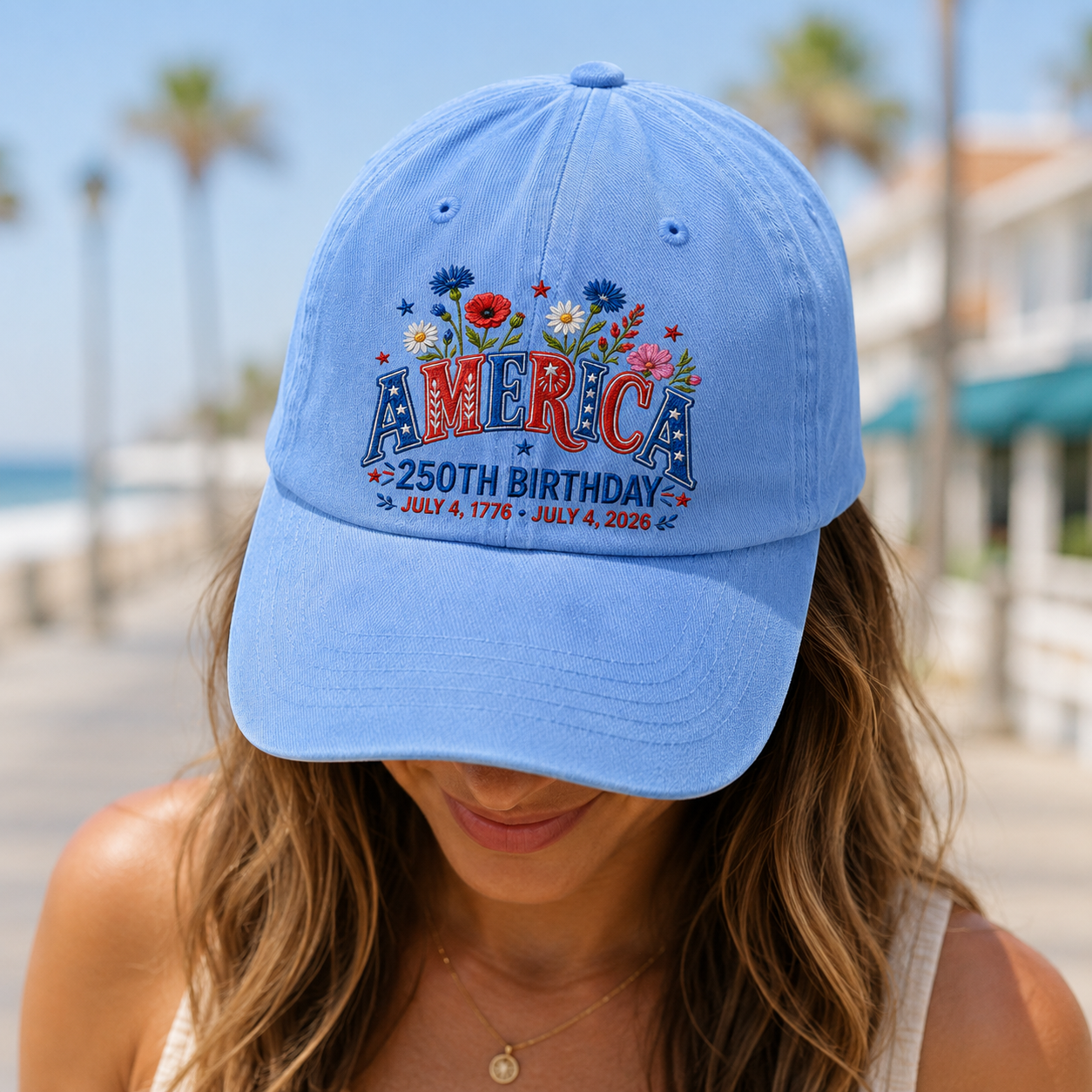 America 250th Birthday Washed Cap, Patriotic USA July 4 2026 Gift - washed cap - lifestyle view 8