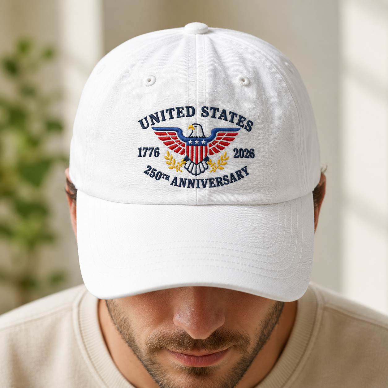 United States 250th Anniversary Washed Cap, 1776 2026 Patriotic Eagle Hat - washed cap - lifestyle view 6