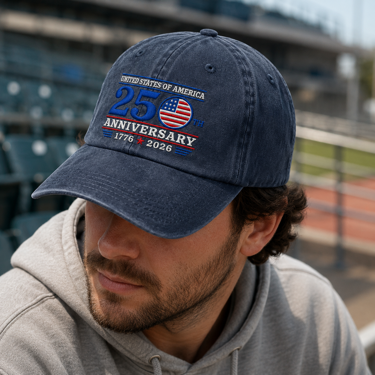 United States of America 250th Anniversary Washed Cap, 1776 2026 Patriotic Hat - washed cap - lifestyle view 7