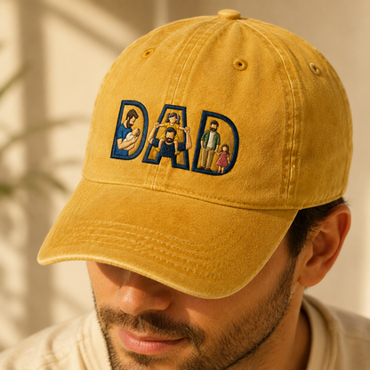 Dad Embroidered Washed Cap, Fatherhood Family Baseball Hat Gift - Washed Cap - lifestyle view 4