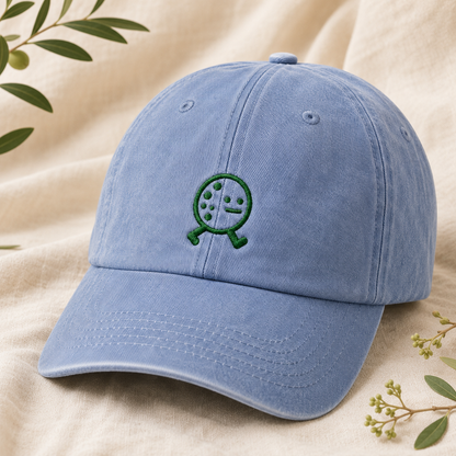 Pickleball Embroidered Washed Cap, Green Paddle Character Hat for Players - Washed Cap - lifestyle view 2