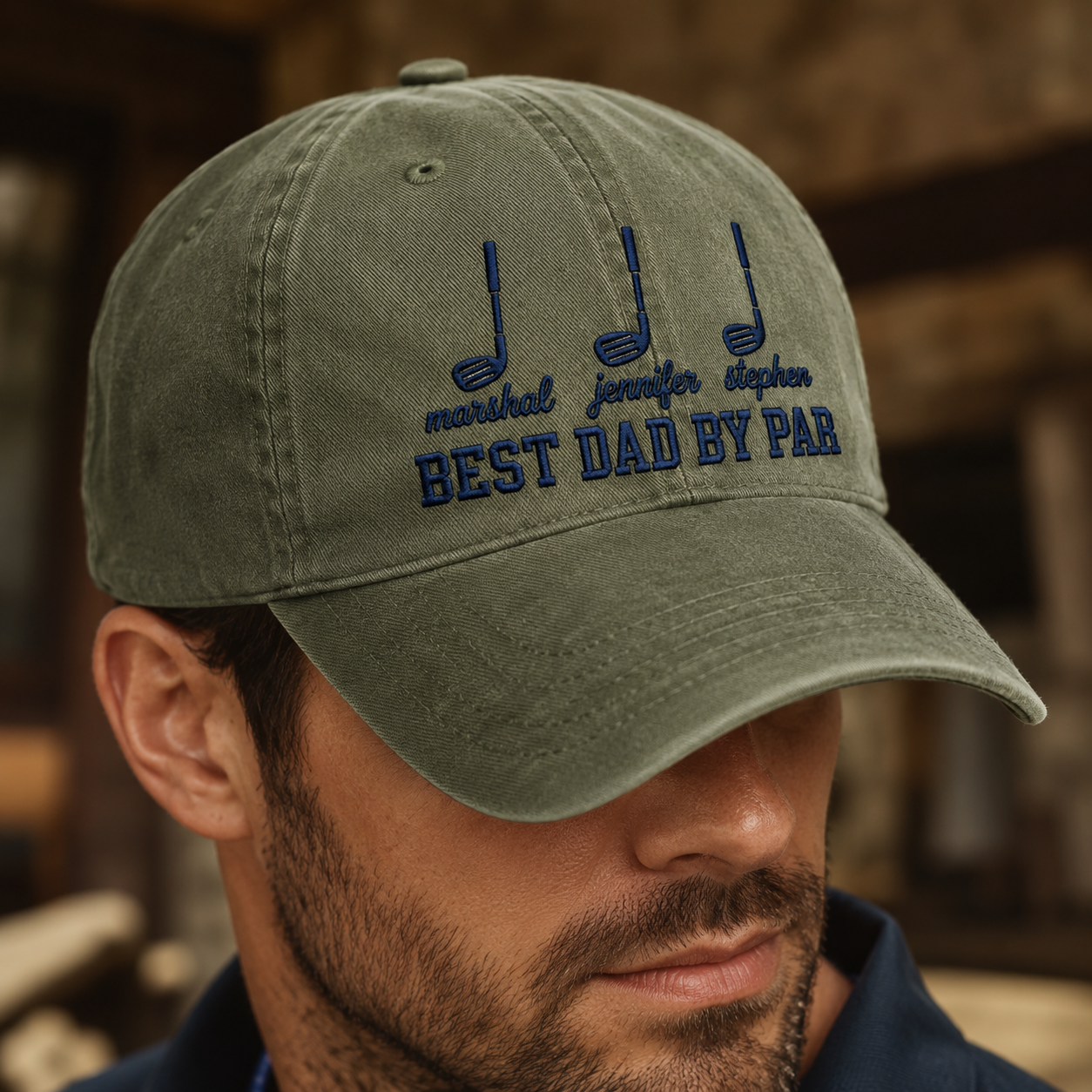 Best Dad By Par Washed Cap, Personalized Golf Dad Hat for Father's Day - Washed Cap - lifestyle view 4