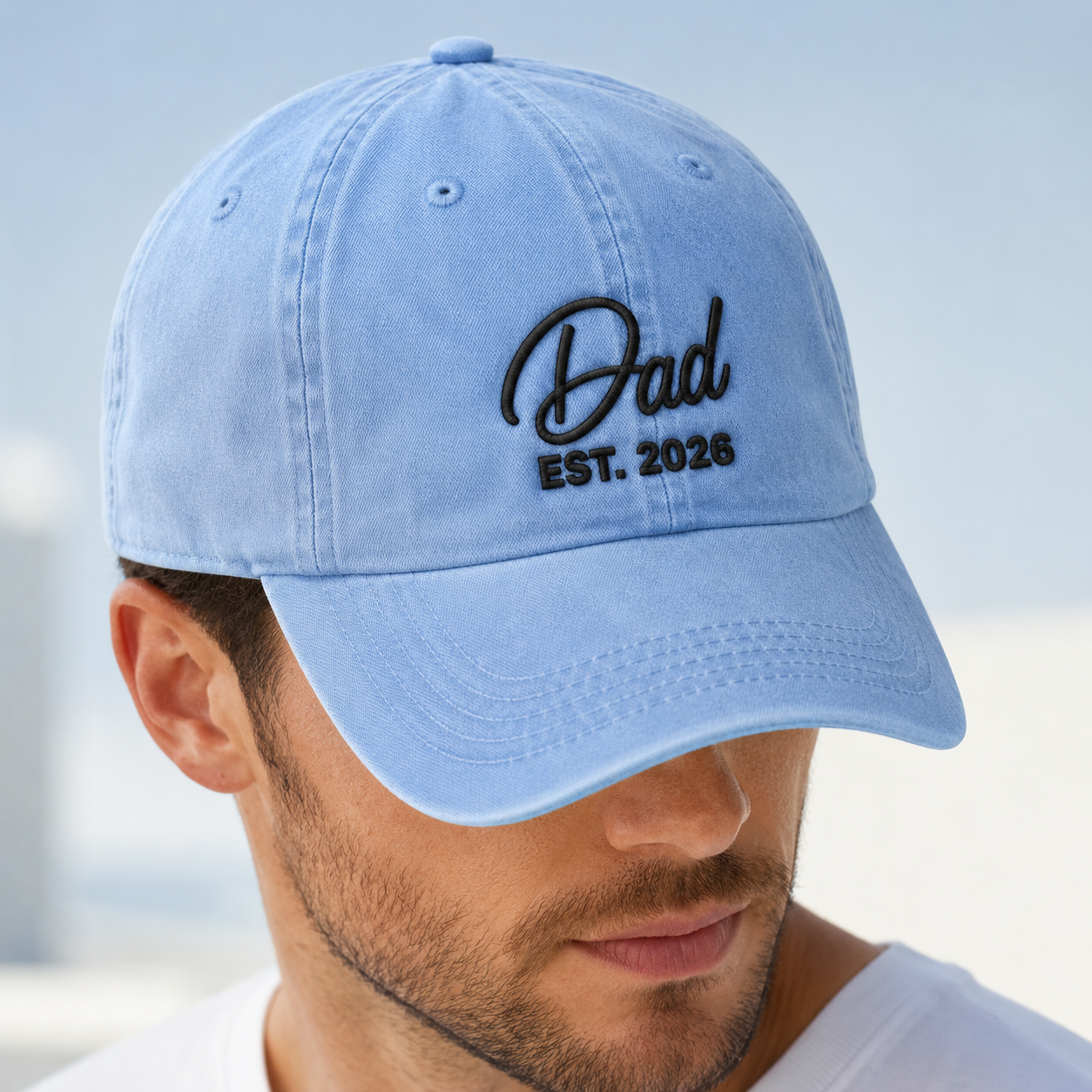 Dad Est. 2026 Washed Cap, New Father Baseball Hat, Father's Day Gift - Washed Cap - detail view