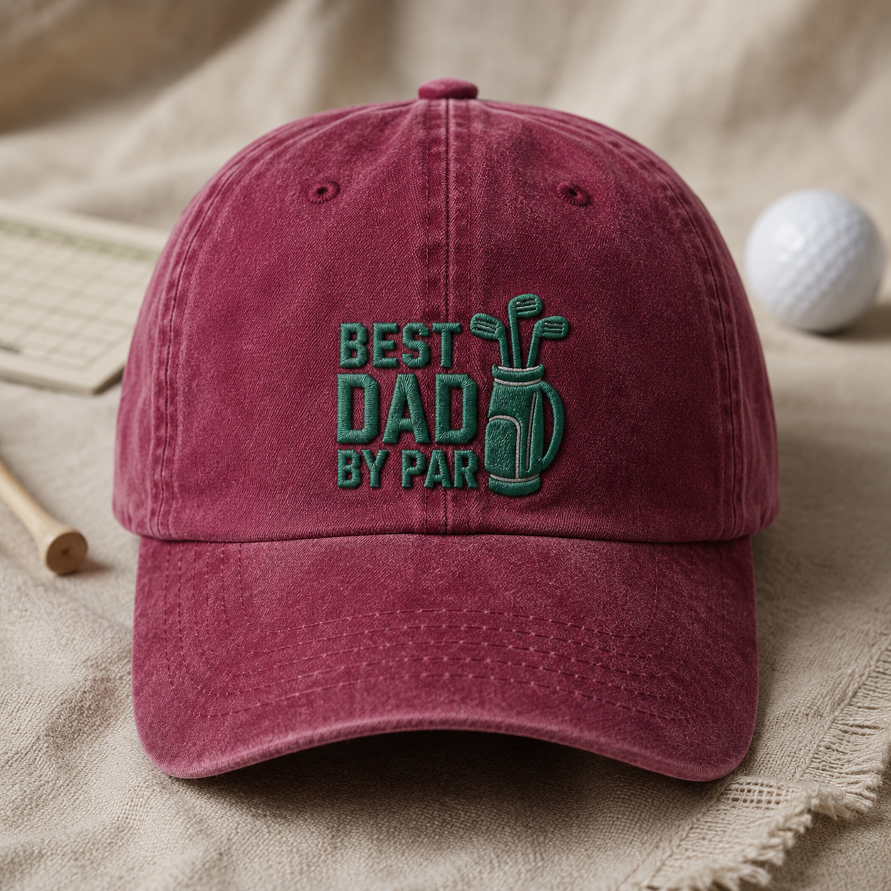 Dad By Par Golf Washed Cap, Father's Day Gift for Golfer Dads - Washed Cap - lifestyle view 2