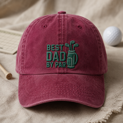 Dad By Par Golf Washed Cap, Father's Day Gift for Golfer Dads - Washed Cap - lifestyle view 2