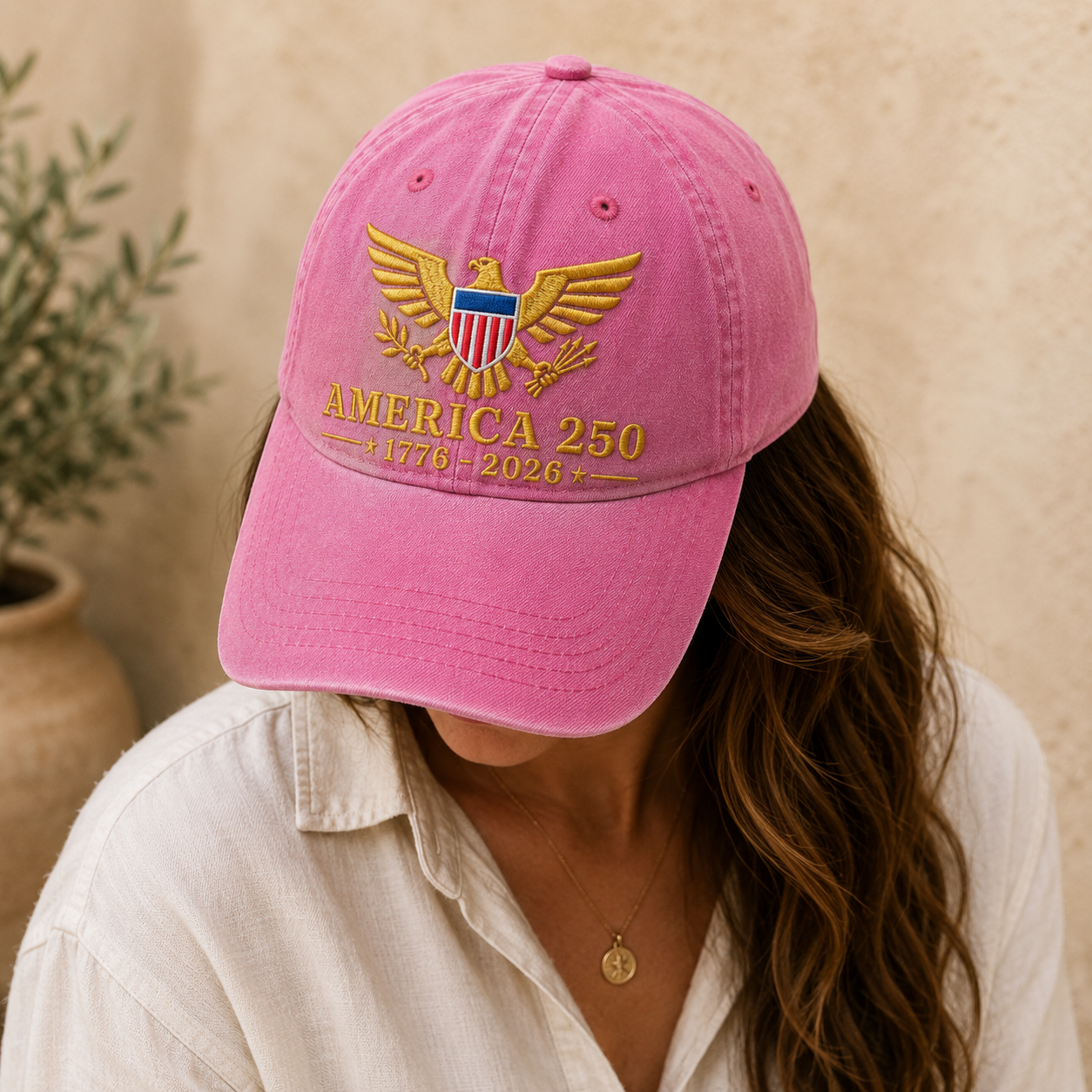 America 250 1776-2026 Washed Cap, Patriotic Eagle Embroidered Hat for USA Semiquincentennial - washed cap - lifestyle view 8