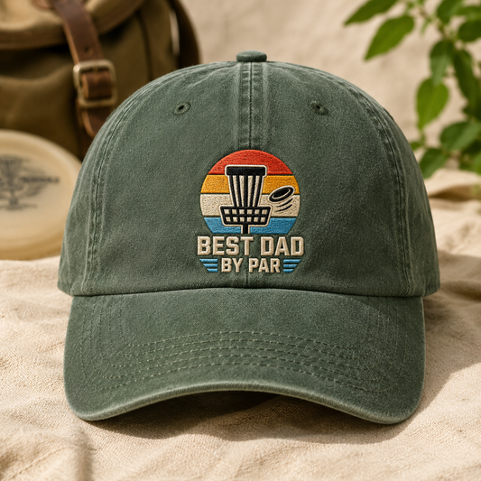 Best Dad By Par Washed Cap, Disc Golf Dad Hat, Father's Day Gift - Washed Cap - lifestyle view 2
