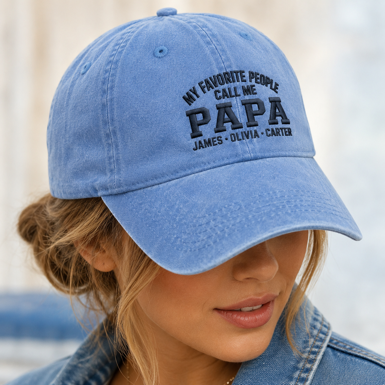 My Favorite People Call Me Papa Washed Cap, Personalized Grandpa Hat Gift - Washed Cap - lifestyle view 8