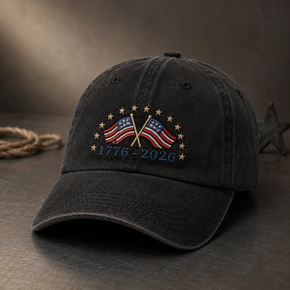 1776-2026 American Flag Washed Cap - washed cap - detail