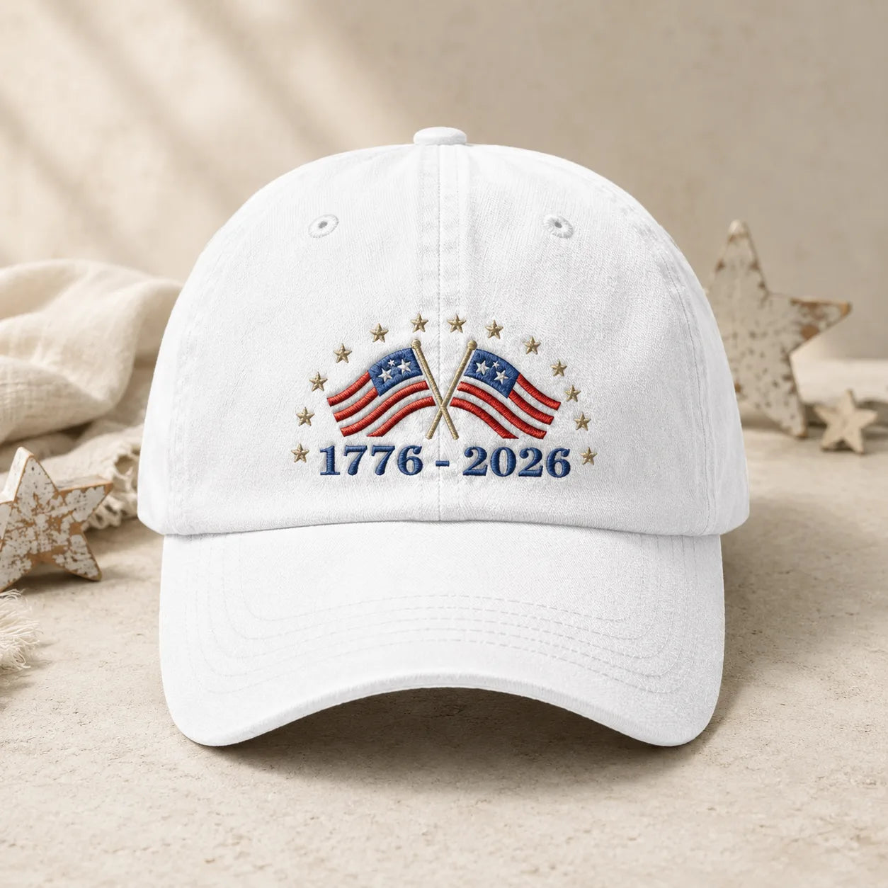 1776-2026 American Flag Washed Cap - washed cap - front view