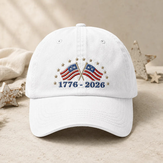 1776-2026 American Flag Washed Cap - washed cap - front view
