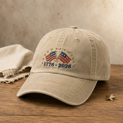 1776-2026 American Flag Washed Cap - washed cap - lifestyle