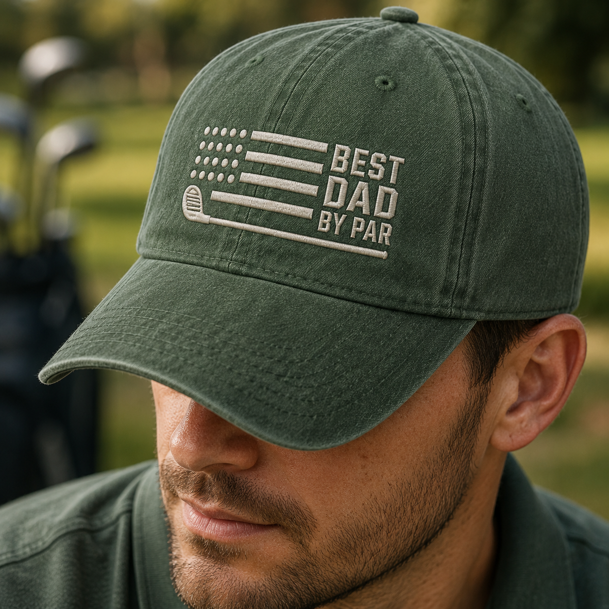 Dad By Par Golf Washed Cap, Funny Father's Day Hat for Golfers - Washed Cap - lifestyle view 4