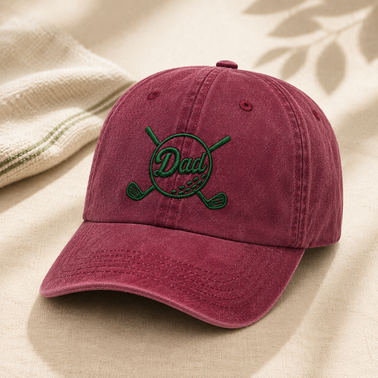 Dad Golf Washed Cap, Embroidered Clubs Hat for Father's Day - Washed Cap - lifestyle view 2