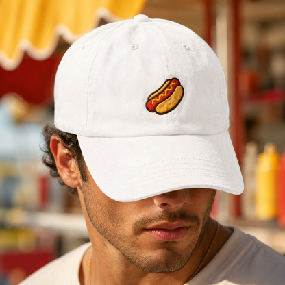 Hot Dog Embroidered Washed Cap, Baseball Hat for Cookout Fans - Washed Cap - lifestyle view 3