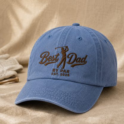 Best Dad By Par Washed Cap, Golf Father Hat for Father's Day Gift - Washed Cap - lifestyle view 2