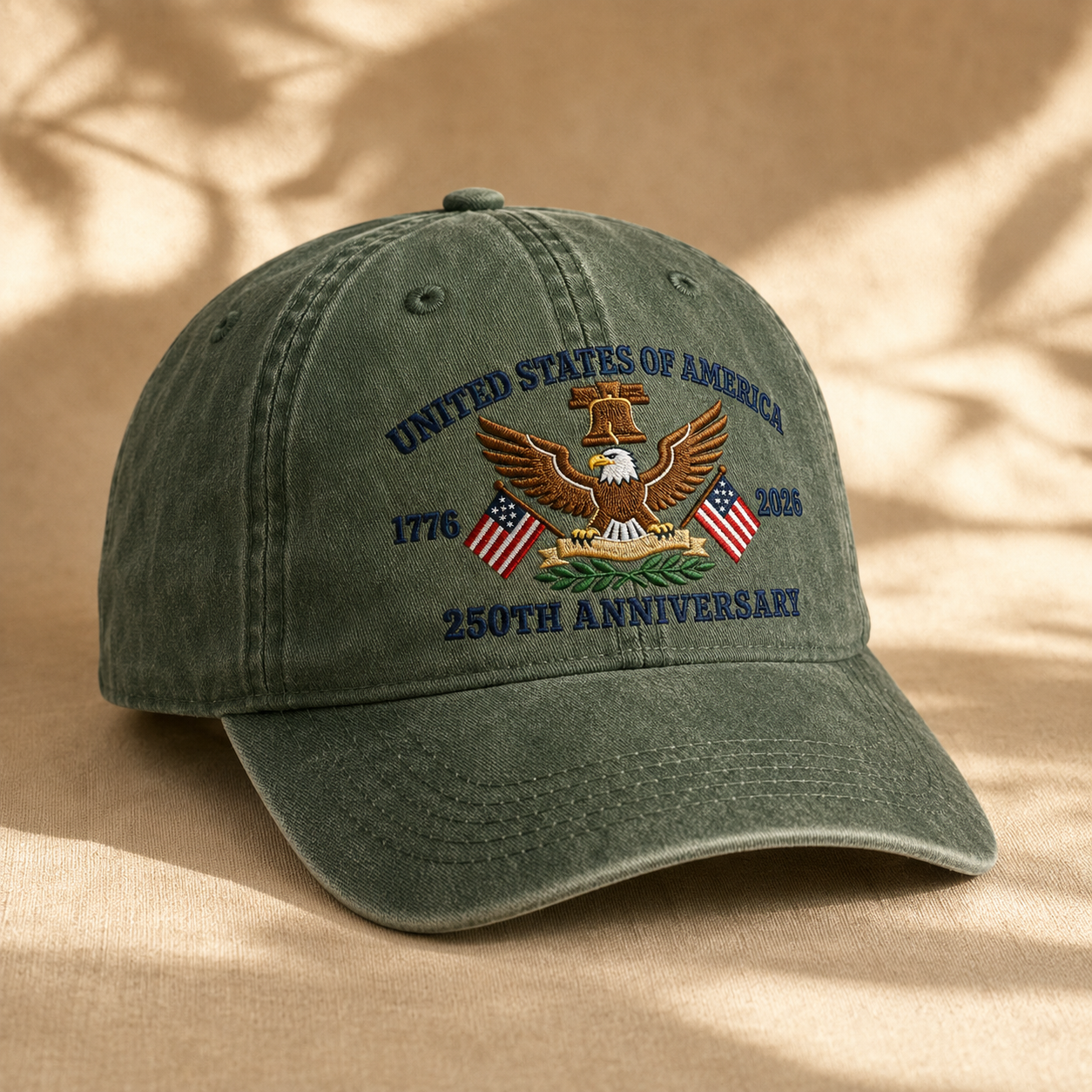 United States of America 250th Anniversary Washed Cap, 1776 2026 Patriotic Eagle Hat - washed cap - lifestyle view 5