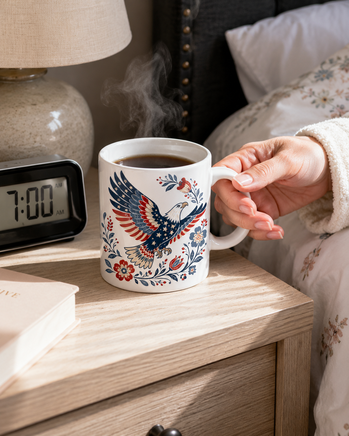 Patriotic Eagle Coffee Mug, Americana Folk Art Bird Gift - Mug - lifestyle view 2
