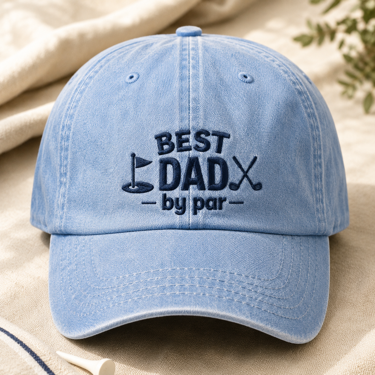 Best Dad by Par Washed Cap, Golf Dad Hat Gift for Father's Day - Washed Cap - lifestyle view 2