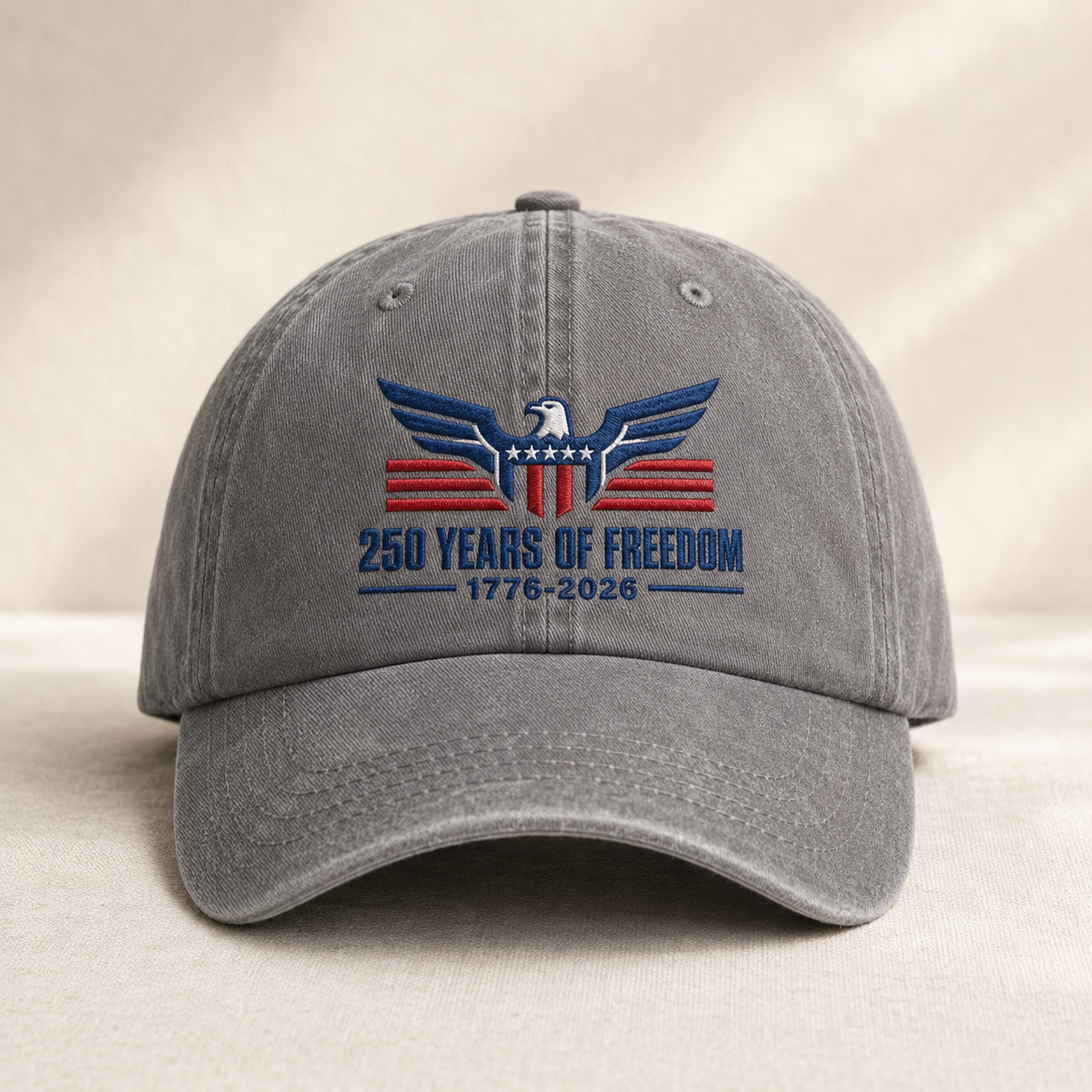250 Years of Freedom Hat, Patriotic Eagle Washed Cap, 1776-2026 America Gift - washed cap - lifestyle view 3