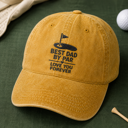 Dad By Par Love You Forever Washed Cap, Golf Father's Day Hat - Washed Cap - lifestyle view 2