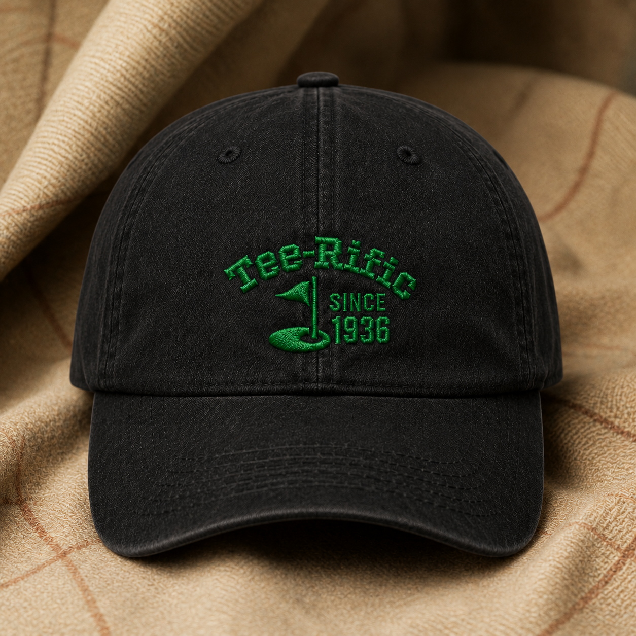 Tee-Rific Since 1936 Washed Cap, Funny Golf Birthday Hat for Retired Players - Washed Cap - lifestyle view 2