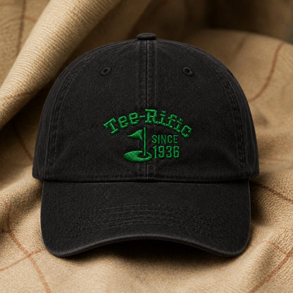 Tee-Rific Since 1936 Washed Cap, Funny Golf Birthday Hat for Retired Players - Washed Cap - lifestyle view 2