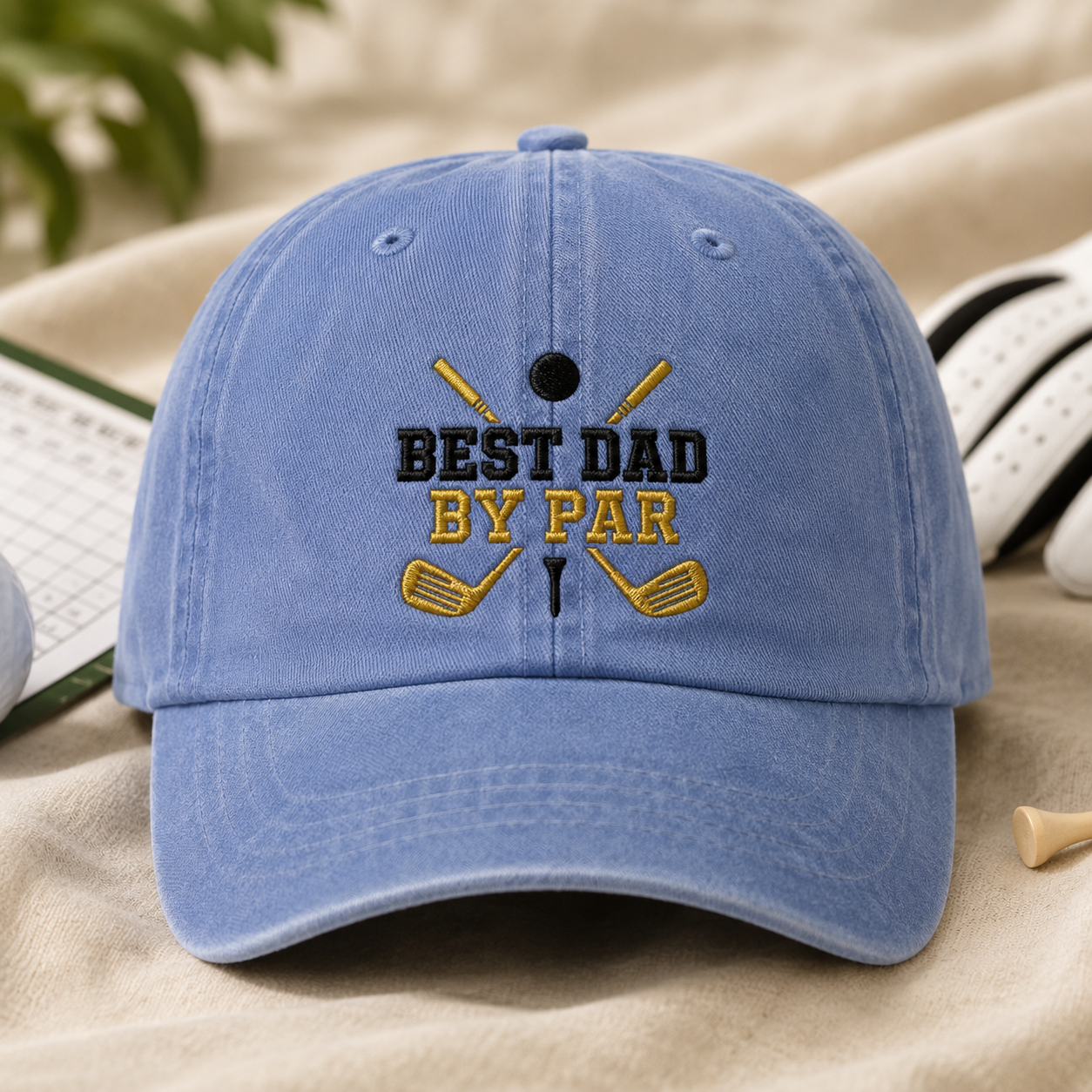 Dad By Par Golf Washed Cap, Funny Father Golfing Gift - Washed Cap - lifestyle view 2