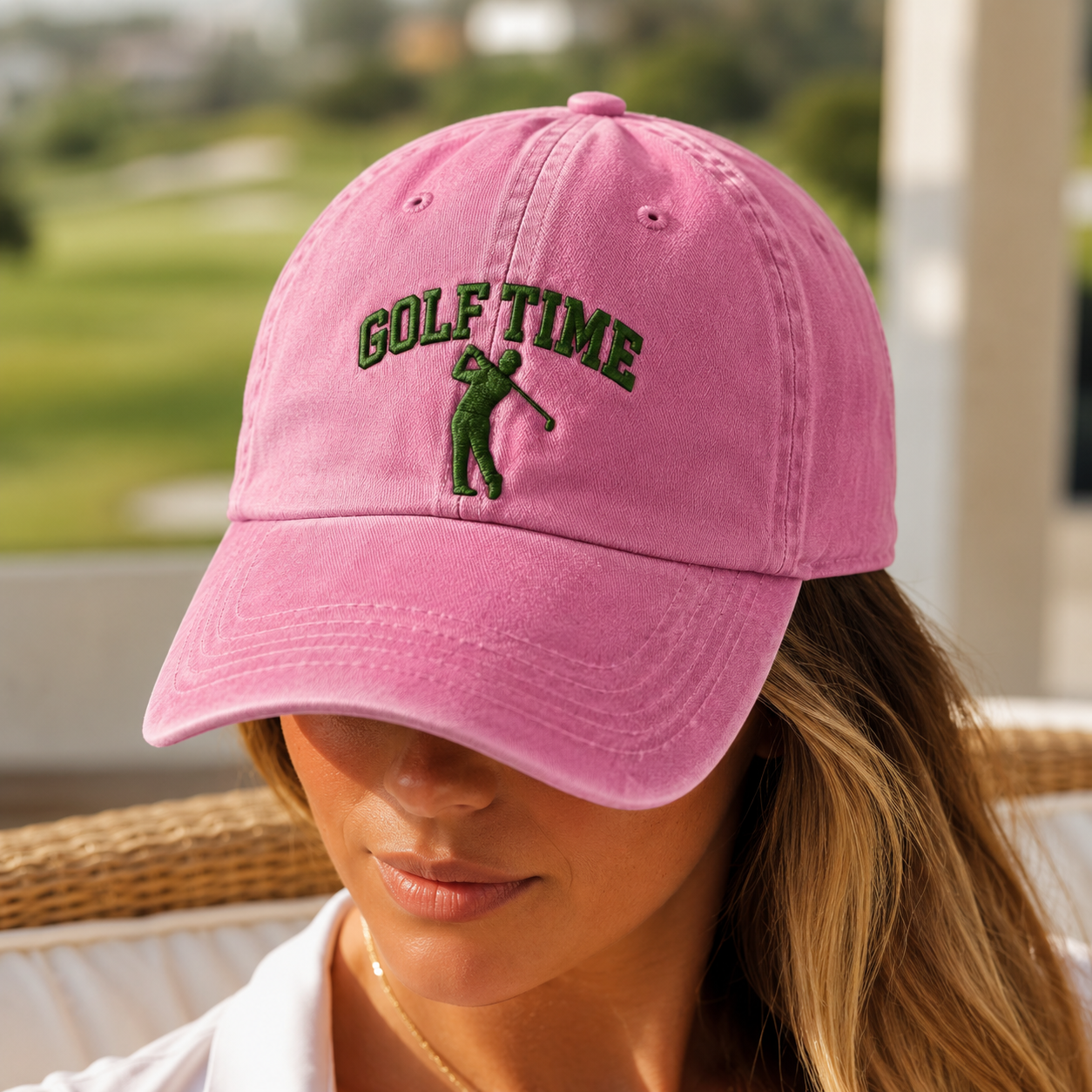 Golf Time Washed Cap, Embroidered Golfer Hat for Golfers - Washed Cap - lifestyle view 3
