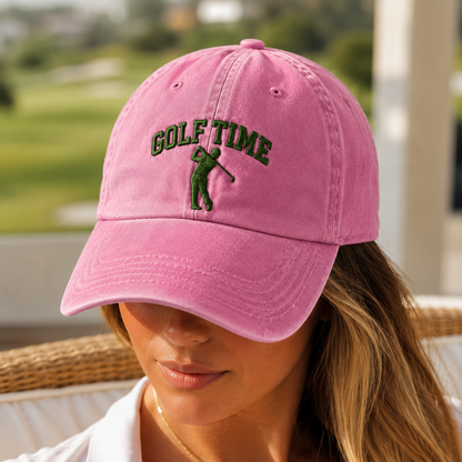Golf Time Washed Cap, Embroidered Golfer Hat for Golfers - Washed Cap - lifestyle view 3