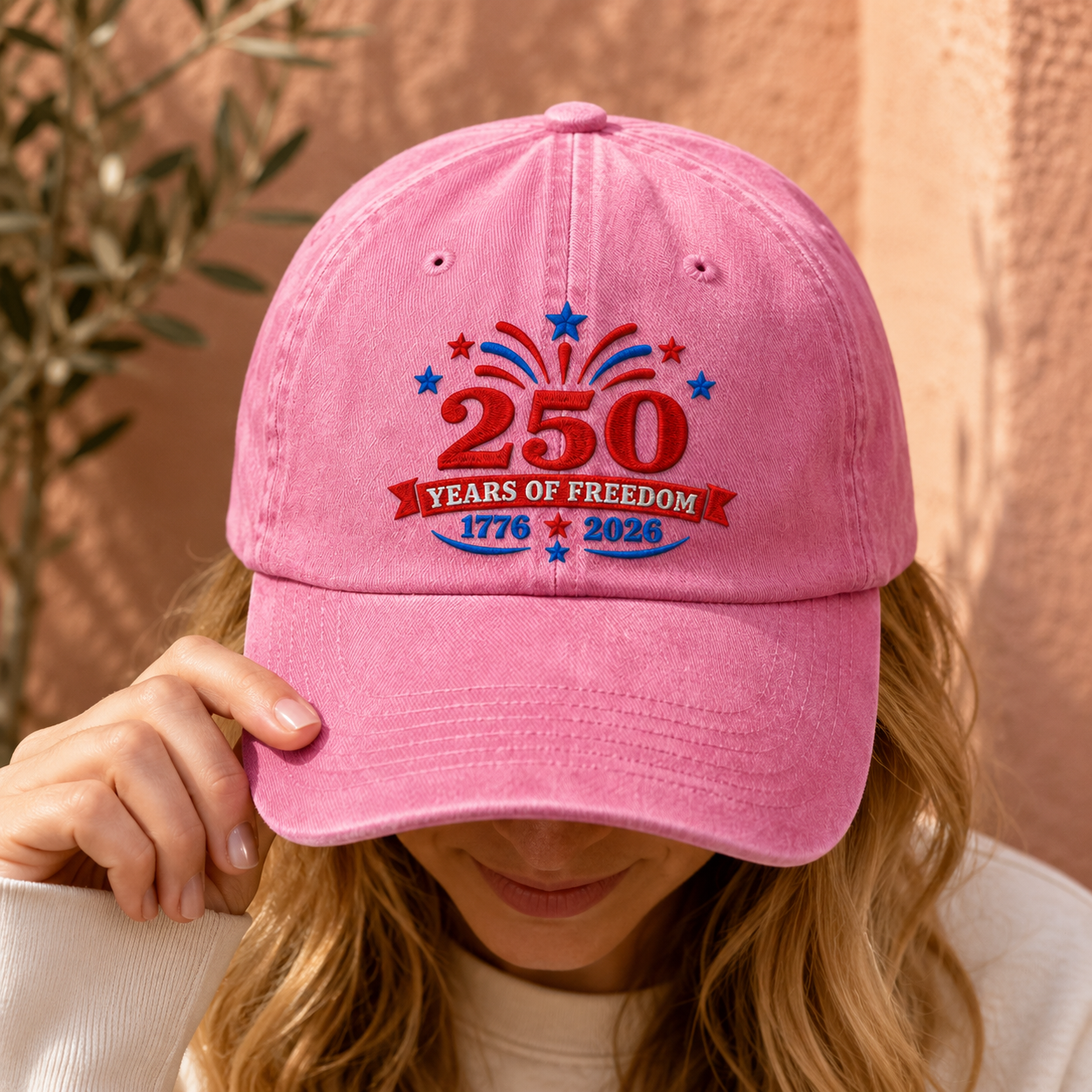 250 Years of Freedom Washed Cap, 1776 2026 USA Semiquincentennial Hat - washed cap - lifestyle view 9