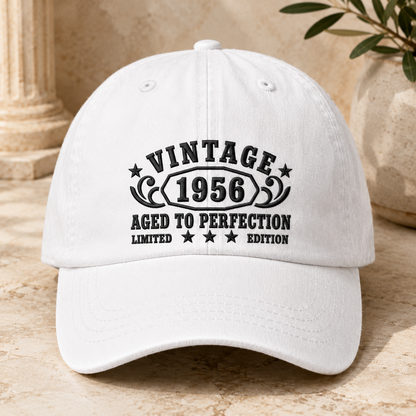 Vintage 1956 Aged To Perfection Washed Cap, Limited Edition Birthday Gift - Washed Cap - lifestyle view 2