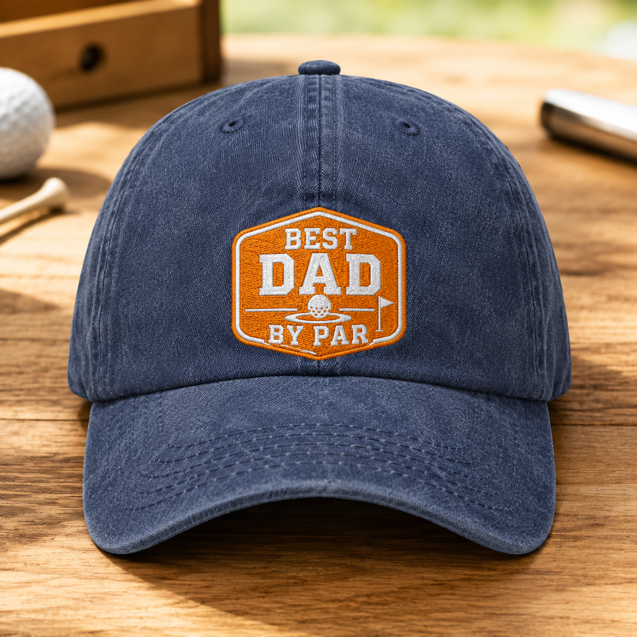 Dad By Par Golf Washed Cap, Funny Father Golfer Father's Day Gift - Washed Cap - front view