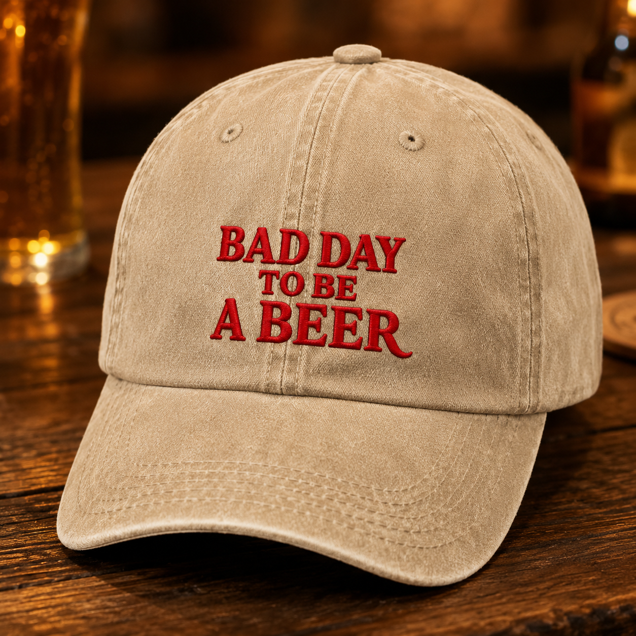 Bad Day To Be A Beer Washed Cap, Funny Beer Lover Hat for Bar Nights - Washed Cap - front view