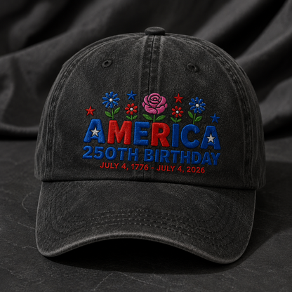 America 250th Birthday Washed Cap, July 4 1776-2026 Patriotic Hat - washed cap - lifestyle view 5