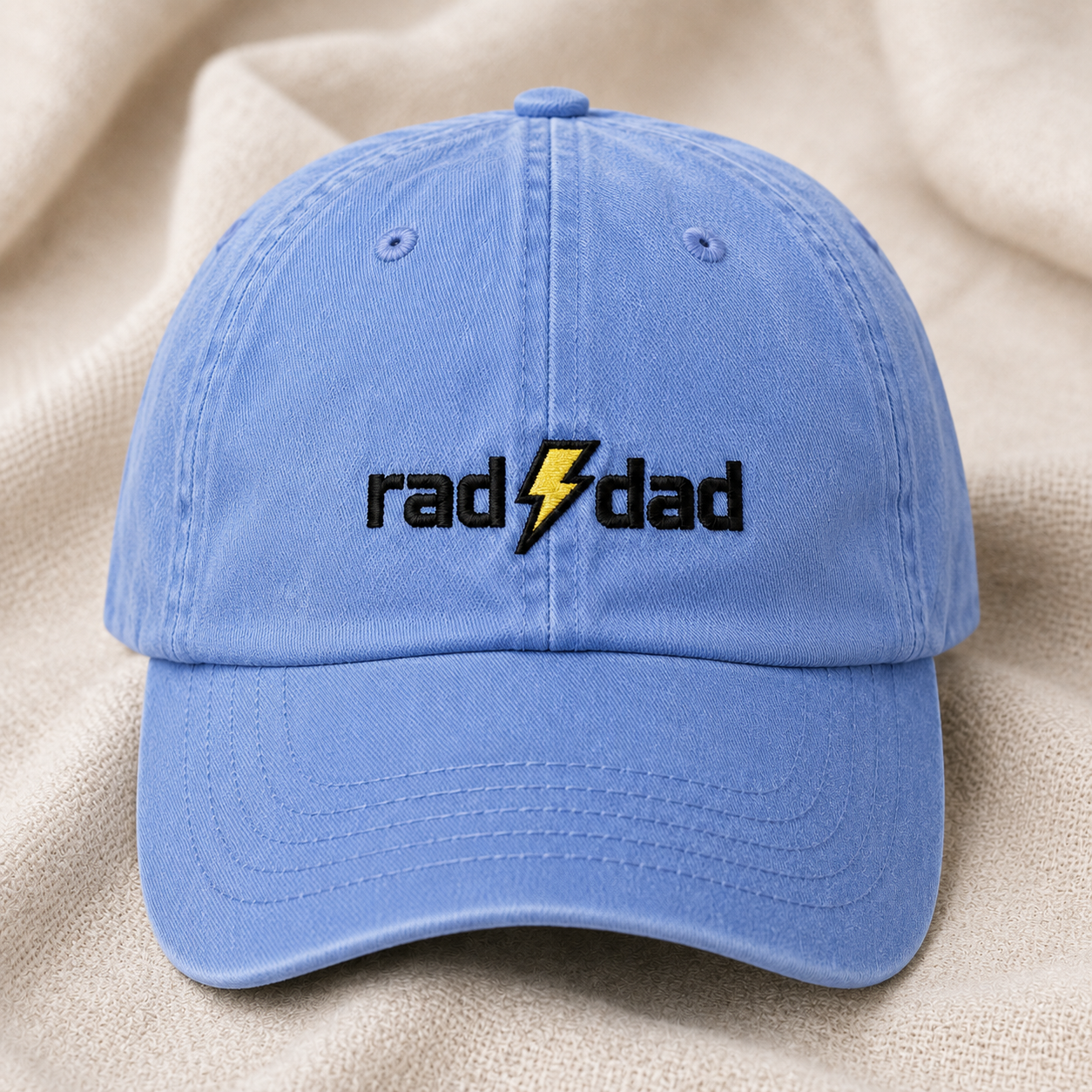 Rad Dad Baseball Cap, Yellow Bolt Embroidered Father Gift - Washed Cap - lifestyle view 2