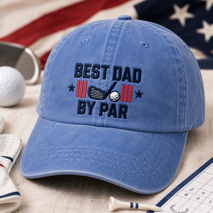 Best Dad By Par Golf Hat, Washed Baseball Cap for Father's Day - Washed Cap - lifestyle view 2