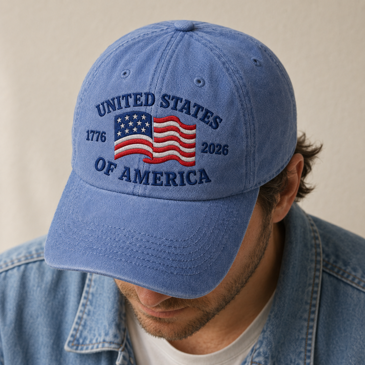United States of America 1776 2026 Washed Cap, Patriotic Flag Hat for USA 250th Birthday - washed cap - lifestyle view 9