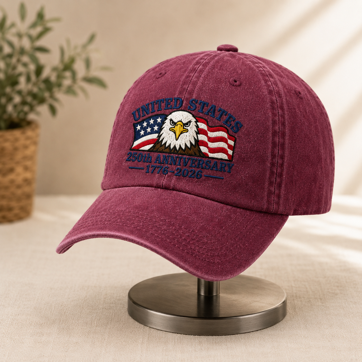 United States 250th Anniversary Washed Cap, 1776-2026 Patriotic Eagle Hat - washed cap - lifestyle view 4