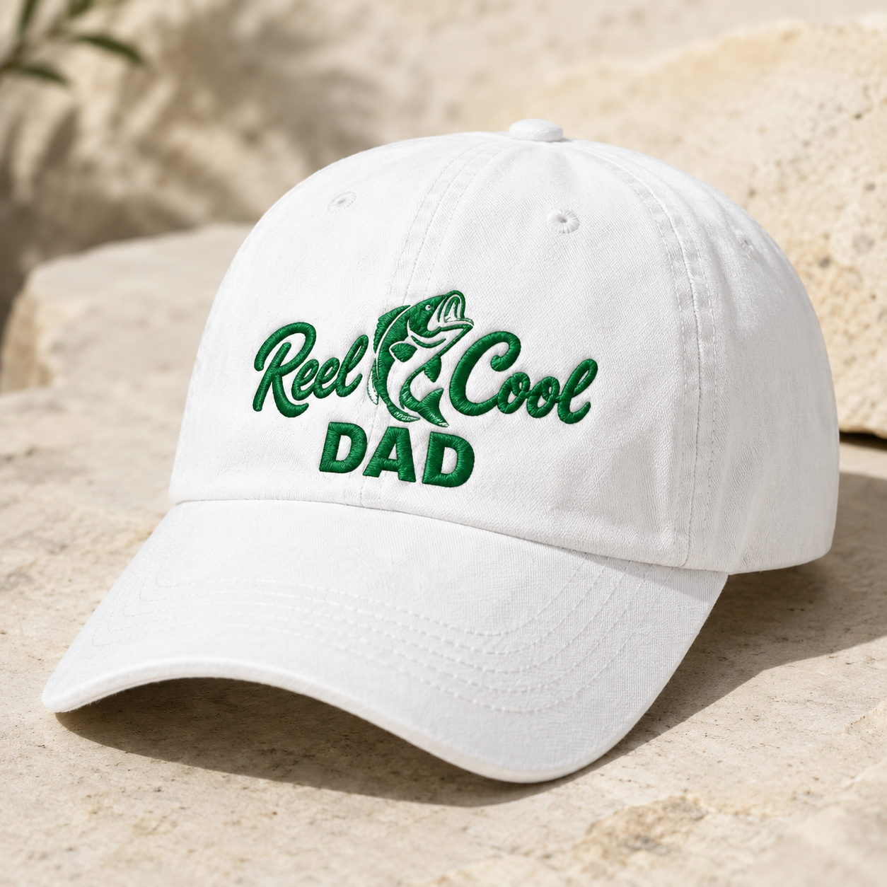 Reel Cool Dad Washed Cap, Fishing Father Gift for Father's Day - Washed Cap - detail view
