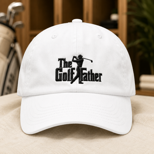 The Golf Father Washed Cap, Funny Golfer Dad Gift, Embroidered Hat for Course Days - Washed Cap - lifestyle view 2