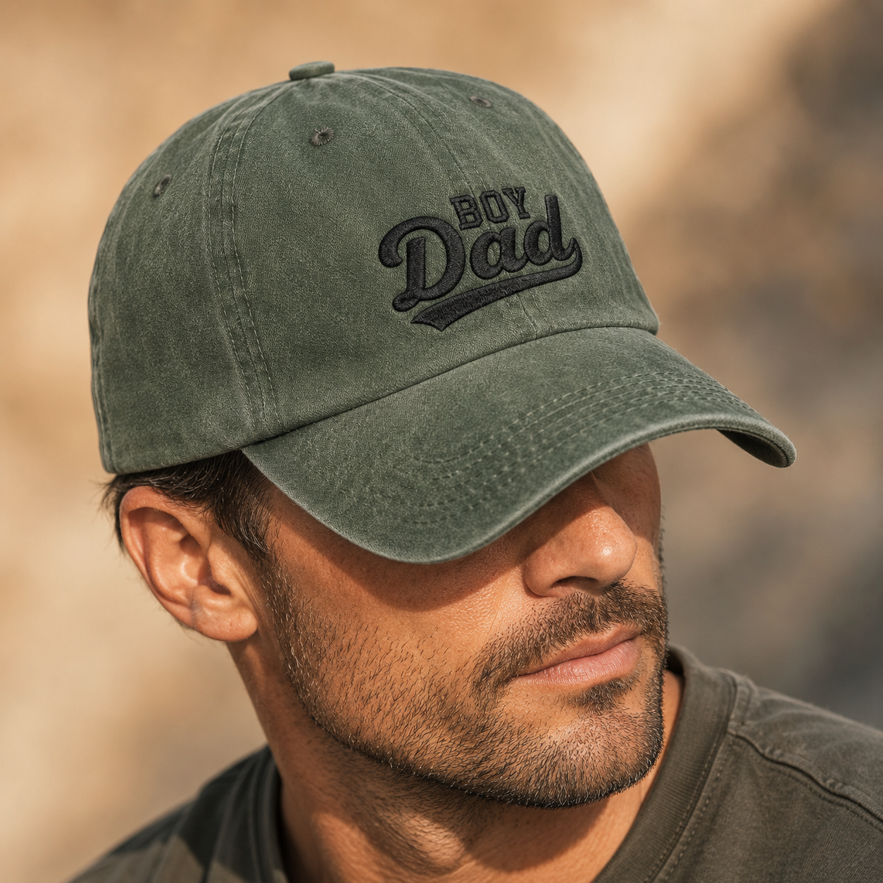 Boy Dad Washed Cap, Embroidered Baseball Hat for Fathers - Washed Cap - lifestyle view 4