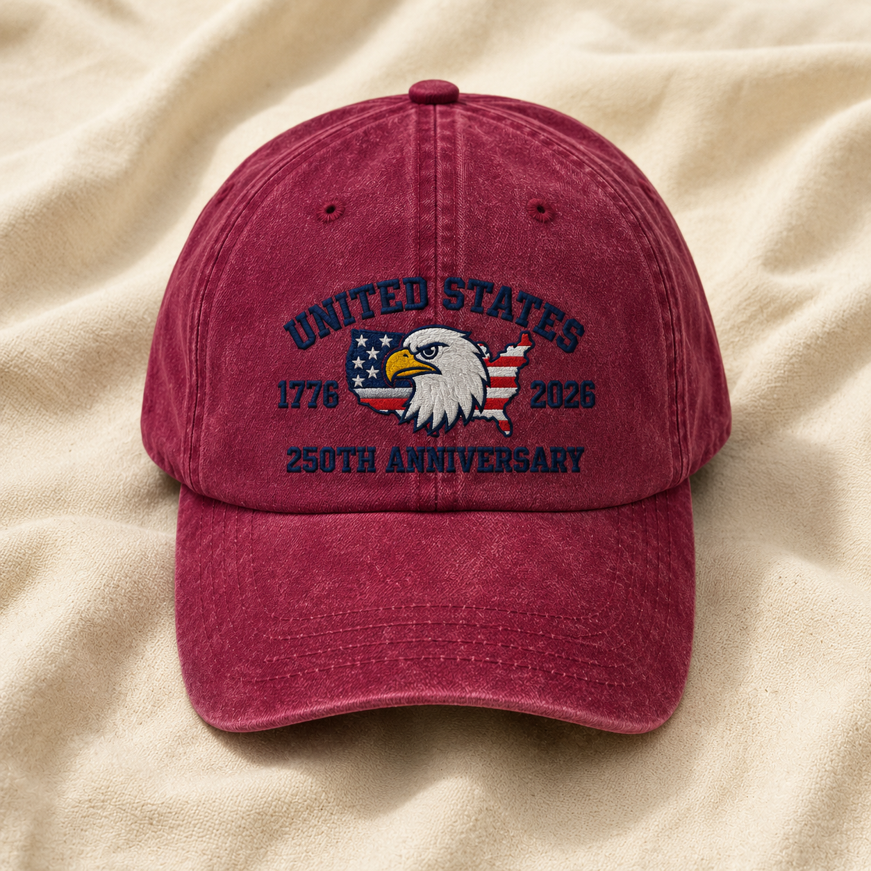 United States 250th Anniversary Washed Cap, 1776 2026 Patriotic Eagle USA Hat - washed cap - lifestyle view 4